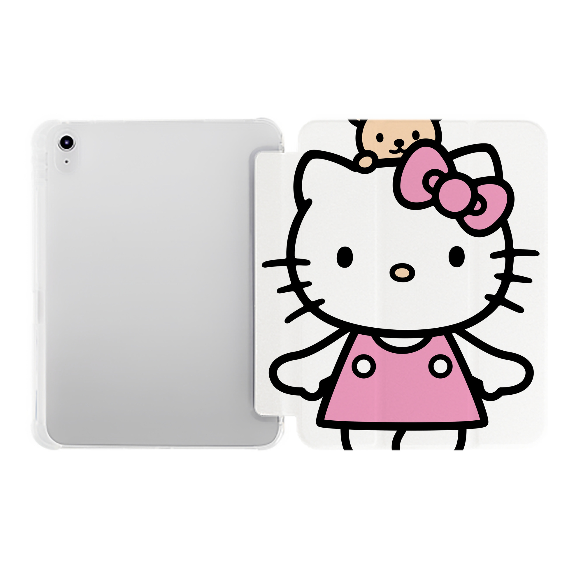 （画像用） Hello Kitty ハローキティ IPad ケース ペン収納付き 三つ折りスタンド PUレザー×シリコン 対応機種9.5/10.5/10.9インチ